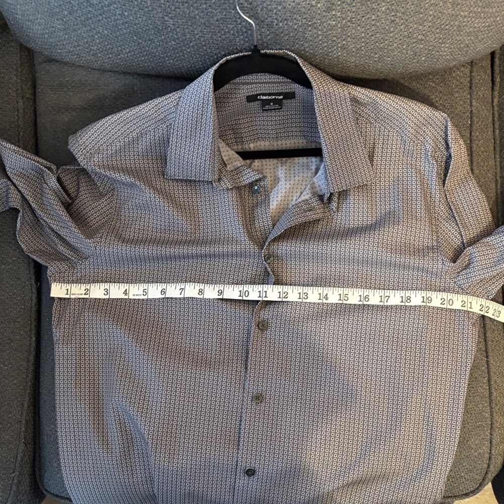 Claiborne Men's long sleeve, Gray Patterned Dress Shirt size M